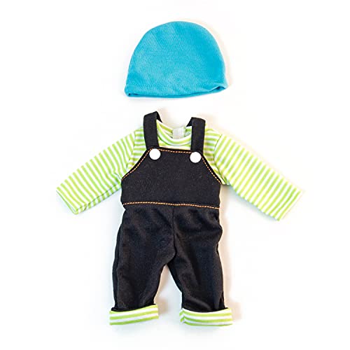 Miniland Set Puppenkleidung 32cm, geringeltes T-Shirt mit Latzhose und Mütze, Übergangszeit Miniland Set Puppenkleidung 32cm, geringeltes T-Shirt mit Latzhose und Mütze, Übergangszeit von Miniland