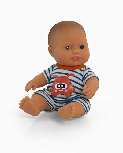 Miniland Puppenkleidung 21cm, weißes Pyjama mit blauen Streifen Miniland Puppenkleidung 21cm, weißes Pyjama mit blauen Streifen von Miniland