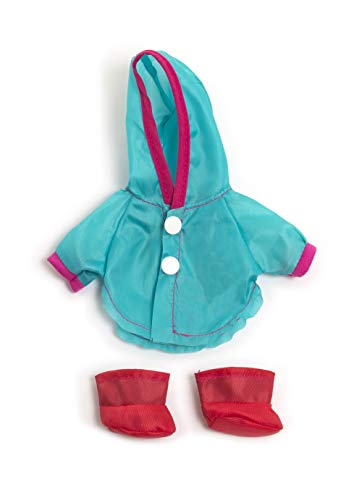 Miniland Set Puppenkleidung 21cm, Regenmantel mit Kapuze und Regenstiefel von Miniland