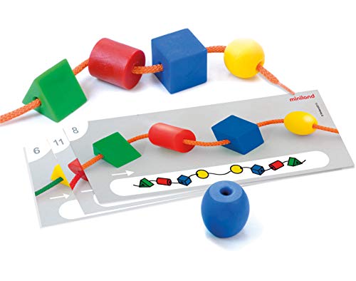Miniland Fädelspiel ab 3 Jahren, Early STEM - Activity Shapes von Miniland