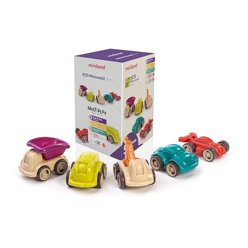 Miniland ECO Spielzeugautos 5 St. 12 cm ab 18 Monaten aus recyceltem Kunststoff von Miniland