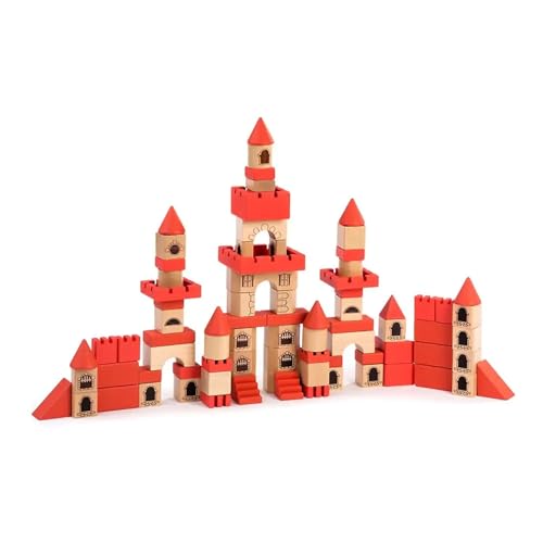 Miniland 94050 Märchenschloss aus Holz, Stacking Castle, 100 Teile von Miniland