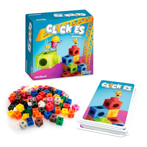 Miniland - Clickies - Pädagogisches Brettspiel für Kinder ab 6 Jahren - Herausforderungen mit Karten und Polycubes - Kreativität, Geschwindigkeit und Spaß für die Familie Miniland - Clickies - Pädagogisches Brettspiel für Kinder ab 6 Jahren - Herausforderungen mit Karten und Polycubes - Kreativität, Geschwindigkeit und Spaß für die Familie von Miniland