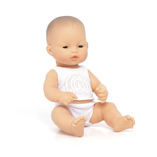 Miniland Dolls: asiatische Babypuppe Junge, 32 cm, aus weichem Vinyl, präsentiert mit Unterwäsche in Geschenkbox (31355) von Miniland