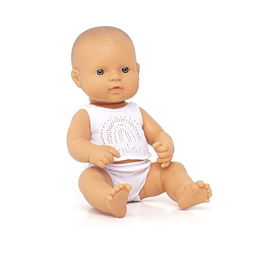 Miniland Dolls: europäische Babypuppe Mädchen, 32 cm, aus weichem Vinyl, präsentiert mit Unterwäsche in Geschenkbox (31352), Natur von Miniland