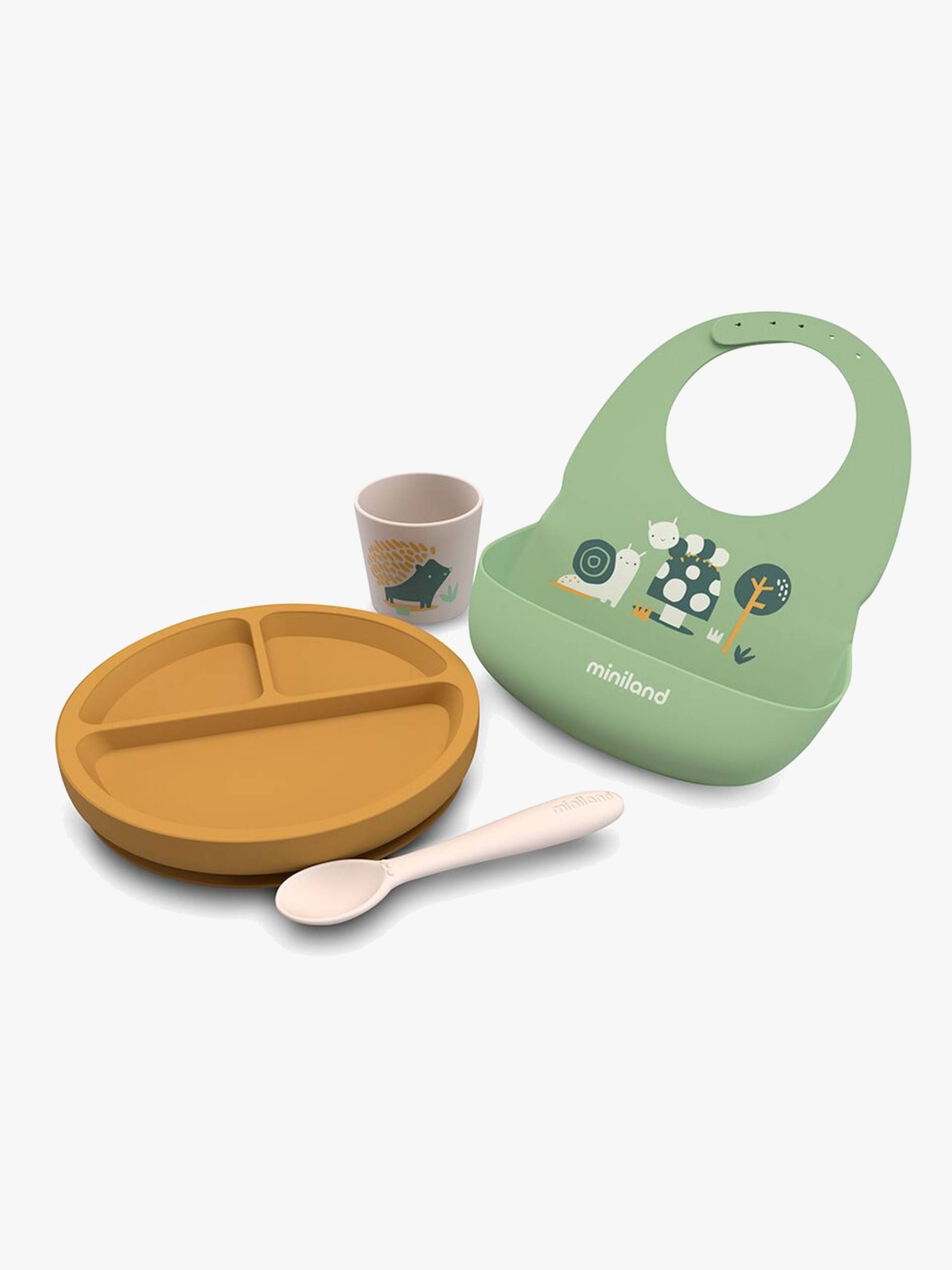 Miniland Geschirr-Set Silikon 3 Teilen, Garden von Miniland