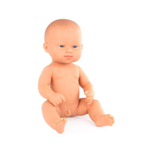 Miniland - Kaukasischer Baby-Junge mit Down-Syndrom, 32 cm, Inklusive Geschlechtsspezifische Puppe mit Verschiedenen Merkmalen, Handgefertigte Baby-Puppe von Miniland