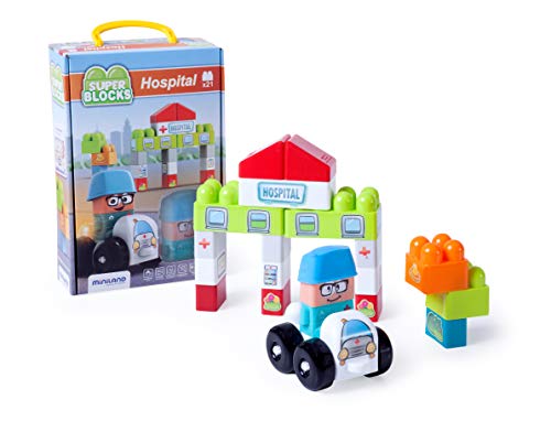 Miniland 32351 - Super Blocks Hospital 17 Teile-Aufkleber-1 Figur-1 Hut-1Broschüre Miniland 32351 - Super Blocks Hospital 17 Teile-Aufkleber-1 Figur-1 Hut-1Broschüre von Miniland