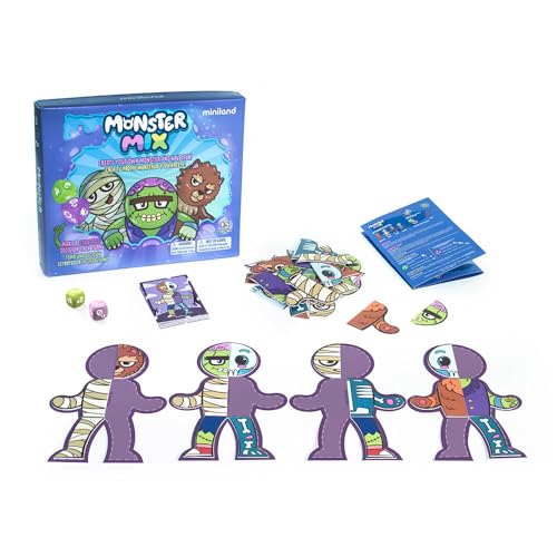 Miniland – Monster Mix | Monster-BAU-Brettspiel für Kinder ab 5 Jahren mit 48 Teilen, Herausforderungskarten und Würfeln Miniland – Monster Mix | Monster-BAU-Brettspiel für Kinder ab 5 Jahren mit 48 Teilen, Herausforderungskarten und Würfeln von Miniland