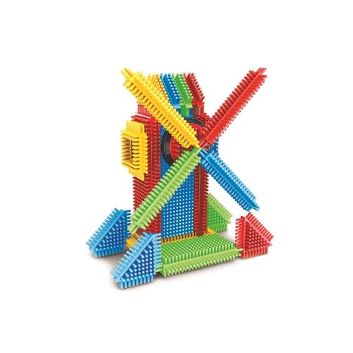 Miniland - Pegy Bricks: Windy Mill - Baukasten für Kinder mit 22 Teilen zum Bauen Einer Windmühle mit drehbaren Flügeln, fördert Kreativität und Motorik, ab 2 Jahren von Miniland