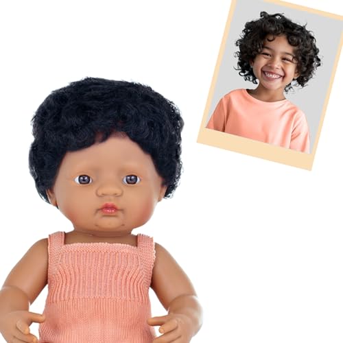 Miniland – Personalisierbare Puppe, Wähle Hautfarbe, Geschlecht, Gesichtszüge, Augenfarbe, Haare, Kleidung und inklusive Accessoires | Babypuppe 38 cm (Mittel) von Miniland