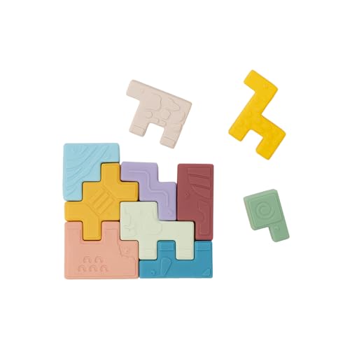 Miniland - Soft Animal Blocks: Lern- und sensorisches Puzzle für Babys, mit weichen Tierblöcken, Textur und Klang, ab 18 Monaten von Miniland