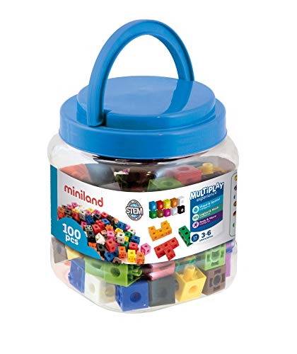 Miniland Bunte Steck Würfel 2 cm 100 Teile-95210 von Miniland