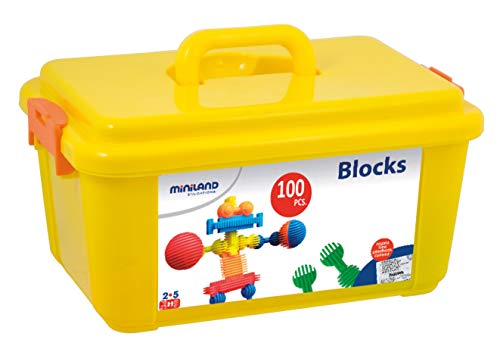 Miniland Steckspiel Interstar Blocks 100 Teile-94039, Merhfarbig von Miniland