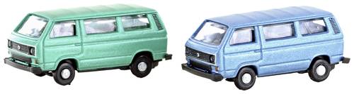 Minis by Lemke LC4347 N PKW Modell Volkswagen T3 2er Set Bus grün+blau (Metallic Serie) von Minis by Lemke