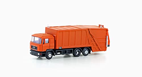 Minis by Lemke LC4660 N LKW Modell Man F90 Müllwagen neutral, orange von Minis by Lemke