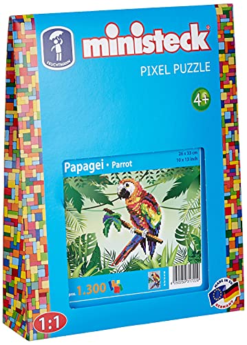 Ministeck 31722 - Mosaikbild Papagei, Steckplatte, ca. 1900 Steine und Zubehör, ideales Geschenk für kreatives Spielen von Ministeck