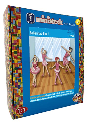 Ministeck 37720 - Mosaikbild 4 in 1 Ballerinas, ca. 26 x 33 cm große Steckplatte mit ca. 800 bunten Steinen, Steckspaß für Kinder ab 4 Jahren von Feuchtmann