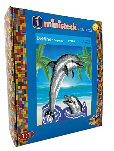 Ministeck 37789 - Mosaikbild Delfine, ca. 26 x 33 cm große Steckplatte mit ca. 1.100 bunten Steinen, Steckspaß für Kinder ab 4 Jahren Ministeck 37789 - Mosaikbild Delfine, ca. 26 x 33 cm große Steckplatte mit ca. 1.100 bunten Steinen, Steckspaß für Kinder ab 4 Jahren von Ministeck