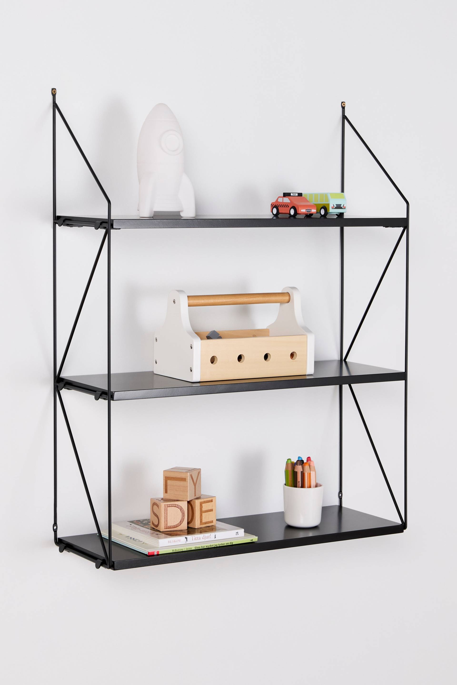 Minitude Brooklyn Wandregal mit 3 Böden, Schwarz, Kinderzimmermöbel, Kindermöbel Minitude Brooklyn Wandregal mit 3 Böden, Schwarz, Kinderzimmermöbel, Kindermöbel von Minitude