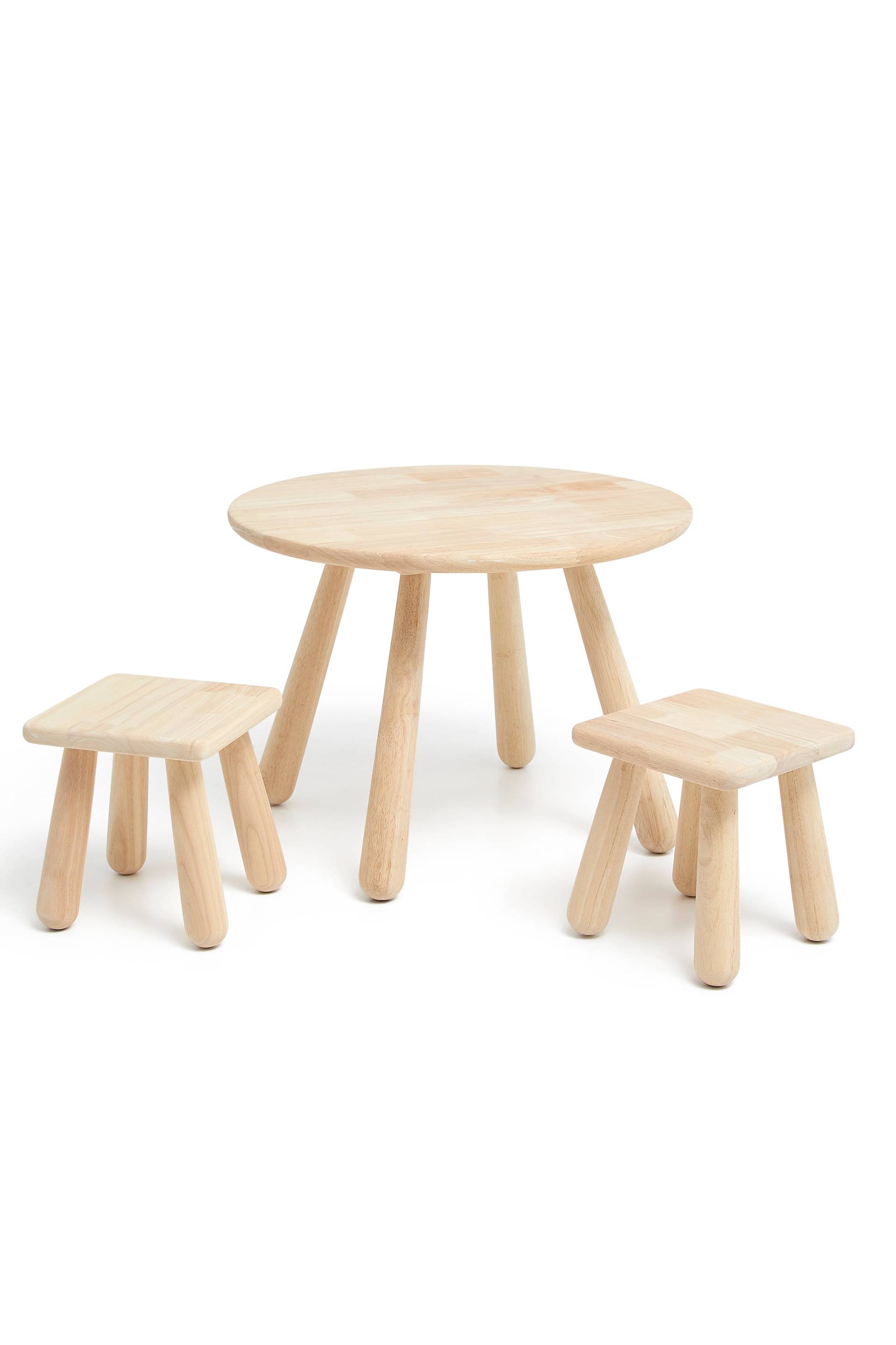 Minitude Nordic Dimma Tisch &  Rechteckige Hocker, Natural, Kinderzimmermöbel, Kindermöbel von Minitude