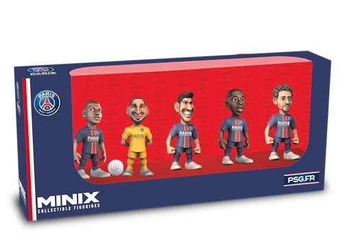 Minix - Packung mit 5 Figuren Paris Saint-Germain Fußball Club – Sammlerstücke 12 cm für Ausstellung, Geschenkidee für Kinder und Erwachsene, Fußballfans – MN12350 von Minix