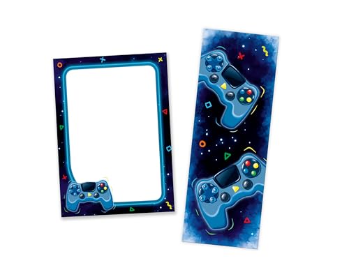 12 Lesezeichen + 12 Mini-Notizblöcke (A7-Format) Game Gamer-Party Mitgebsel für Kindergeburtstag Gastgeschenke für Kinder Jungen Mädchen von Minkocards