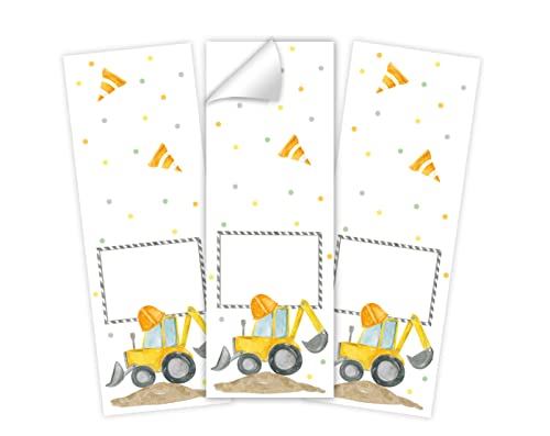 Minkocards 14 Aufkleber Baustelle Verpackung von Geschenken für Jungsgeburtstag Etiketten für Geschenkverpackung von Minkocards