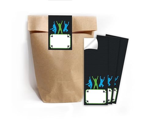 Minkocards 8 Geschenktüten (Natur) + 8 Aufkleber Jump Geschenktüten für Mitgebsel Mädchen Jungen Gastgeschenk einpacken beim Kindergeburtstag von Minkocards