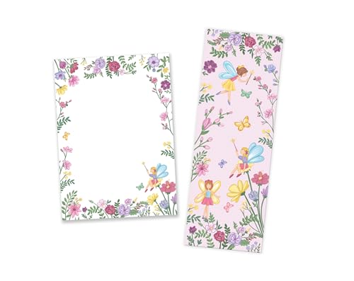 Mitgebsel Kindergeburtstag 12 Lesezeichen + 12 Mini-Notizblöcke (A7-Format) Feen Prinzessin Gastgeschenke für Kinder Mädchengeburtstag von Minkocards