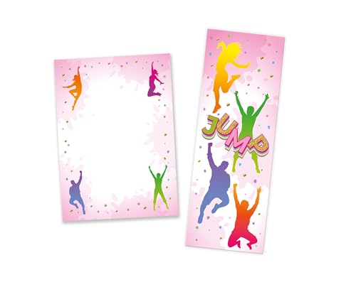 Mitgebsel Kindergeburtstag Mädchen 6 Lesezeichen + 6 Mini-Notizblöcke (A7-Format) Jump Trampolin Gastgeschenke für Kinder Mädchen Mädchengeburtstag von Minkocards