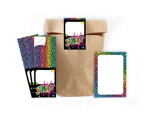Mitgebsel Kindergeburtstag Mädchen 8 Mini-Notizblöcke + 8 Geschenktüten (Natur) + 8 Aufkleber Trampolin Jump Gastgeschenke für Mädchengeburtstag von Minkocards