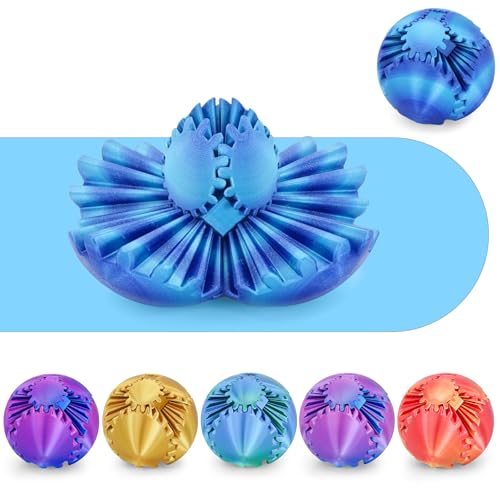 Gear Ball 3D-Gedruckter Drehball oder Würfel-Fidget-Spielzeug, Stress- und Angstlinderung, Stressball GearSphere-Schreibtischspielzeug für Erwachsene und Kinder (Blau-Grün, 6 cm) (Ozeanfarbe, 6CM) von Minleway