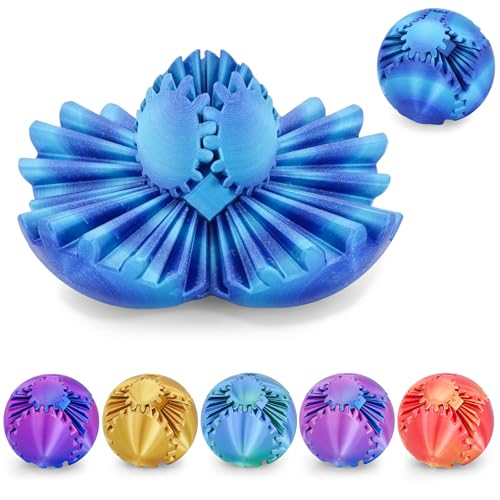 Gear Ball 3D-Gedruckter Drehball oder Würfel-Fidget-Spielzeug, Stress- und Angstlinderung, Stressball GearSphere-Schreibtischspielzeug für Erwachsene und Kinder (Blau-Grün, 6 cm) (Ozeanfarbe, 8CM) von Minleway