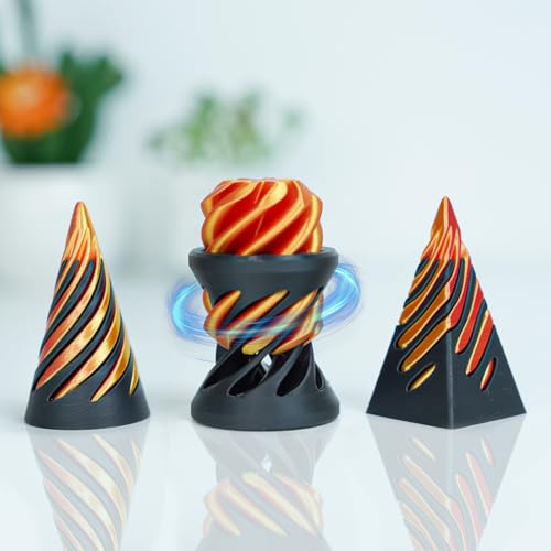 Minleway 3er-Pack Unmögliche Spiral-Kegel-Fidget-Spielzeuge, 3D-gedruckte Pyramiden, Mini-Sensorikspielzeug zur Stress- und Angstlinderung,Geschenk für Erwachsene und Kinder (Rot Schwarz) von Minleway