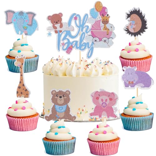 Minnhua 25 Stück Oh Baby Cake Topper, Tiermotiv Muffin Deko, Niedlich Cupcake Dekorieren, Gender Reveal Cupcake Toppers für Geburtstag Babyparty Baby Shower Party Dekorationen Minnhua 25 Stück Oh Baby Cake Topper, Tiermotiv Muffin Deko, Niedlich Cupcake Dekorieren, Gender Reveal Cupcake Toppers für Geburtstag Babyparty Baby Shower Party Dekorationen von Minnhua
