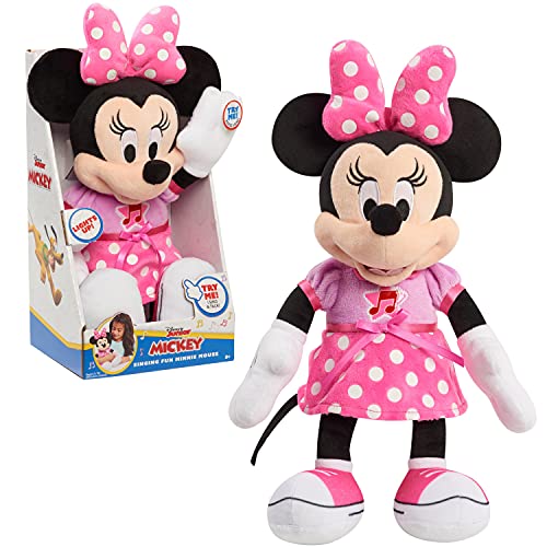 JP Mickey and Minnie 14633-000-2D-036-PG0 Disney Junior Mickey Funhouse Singing Fun Mouse Plüschtier Minnie Maus Singende Plüschfigur, Mehrfarbig, 27.94 von Mickey Mouse