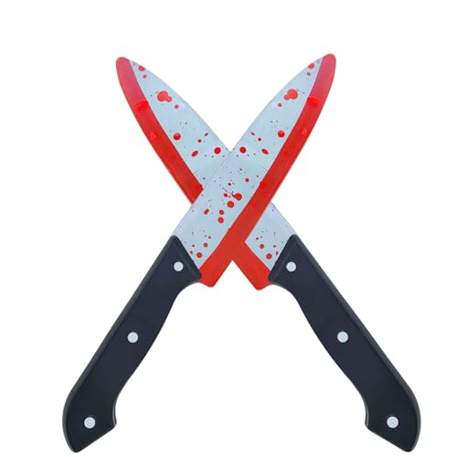 Mino Plus 2pcs Halloween Messer mit Blut,Blutiges Messer,Horror Kunststoffmesser,für Halloween Party Cosplay Kostümzubehör von Mino Plus