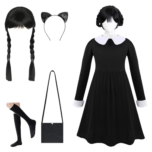 Mino Plus Damen Cosplay Party Kleider Schwarz,Mädchen Wed Kostüm Kinder Prinzessin Schwarz Kleid,Halloween Kleid Mädchen Wed Kostüm mit Perücke,Kostümpartys,Karneval Mädchen Schwarz Midikleid (A, 160) Mino Plus Damen Cosplay Party Kleider Schwarz,Mädchen Wed Kostüm Kinder Prinzessin Schwarz Kleid,Halloween Kleid Mädchen Wed Kostüm mit Perücke,Kostümpartys,Karneval Mädchen Schwarz Midikleid (A, 160) von Mino Plus