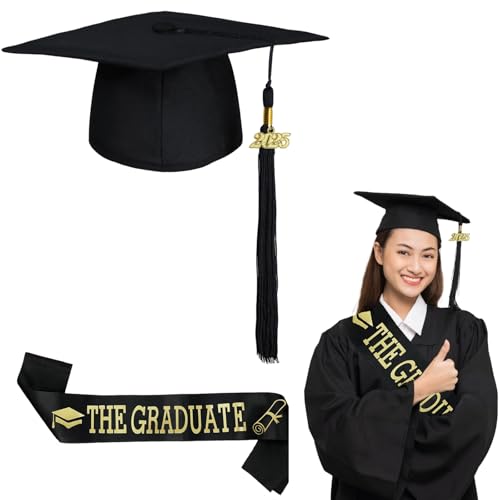 Mino Plus Studentenhut,2025 Doktorhut und Schärpe für Abschlussfeier,Adjustable Bachelor Hut,Bachelor Hut Unisex Graduation,Studentenhut und Schärpe,für Abschlussfeiern vom Studium (A) von Mino Plus