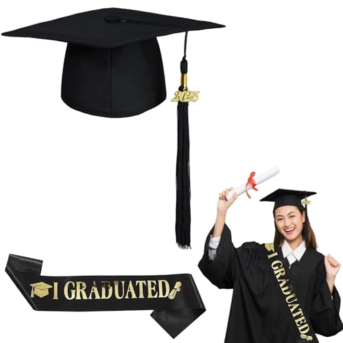 Mino Plus Studentenhut,2025 Doktorhut und Schärpe für Abschlussfeier,Adjustable Bachelor Hut,Bachelor Hut Unisex Graduation,Studentenhut und Schärpe,für Abschlussfeiern vom Studium (B) von Mino Plus
