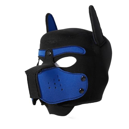 Erwachsene Neopren-Welpen-Kapuzenmaske, abnehmbare Cosplay-Hunde-Vollgesichtshaube, Welpenmaske für Halloween (blau) von Minvy