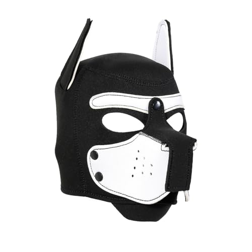 Erwachsene Neopren-Welpen-Kapuzenmaske, abnehmbare Cosplay-Hunde-Vollgesichtshaube, Welpenmaske für Halloween (weiß) von Minvy