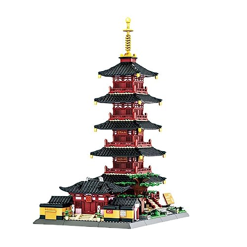 Chinesische Architektur Bausteine, 1339 Teile Hanshan-Tempel Klemmbausteine House Modell Bausatz, MOC Architektur Haus Modell Spielzeug, Architektur Spielzeug Kompatibel mit Großen Marken von Minxtech