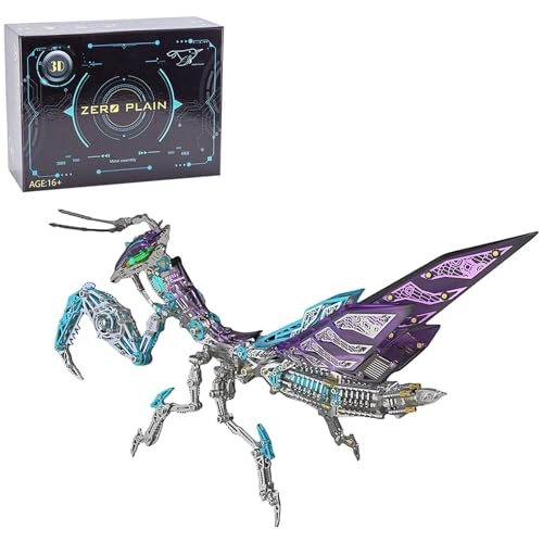 Minxtech 3D Metal Puzzle, 1109 Teile Mechanische Gottesanbeterin Montagemodelle, Edelstahl Mechanische Insekten Modell Kits, Geschenke für Teens und Erwachsene (Lila) von Minxtech