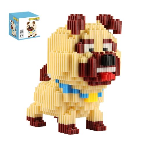 Niedliche Hund Mikro Bausteine, 361 Teile Mops Klemmbausteine Spielzeug Modell, DIY Mini Bausteine Spielzeug, Geschenk für Jugendliche ab 14 Jahren und Erwachsene von Minxtech