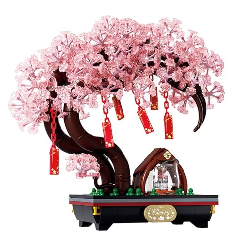 Sakura Baumhaus Bausteine Set, 706 Teilen Kirschblüten Wunschbaum Klemmbausteine Haus Modell, Modular Architektur Spielzeug Geschenk für Mädchen und Erwachsene, Nicht Kompatibel mit Mainstream Marken von Minxtech