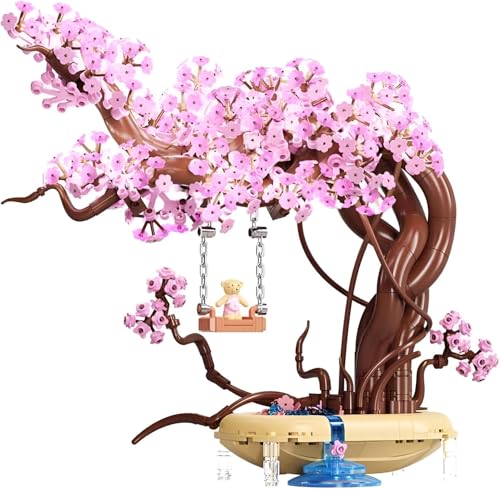 Sakura Baumhaus Bausteine Set, 780 Teilen Kirschblütenschaukel Klemmbausteine Haus Modell, Modular Architektur Spielzeug Geschenk für Mädchen 14+ und Erwachsene, Nicht Kompatibel mit von Minxtech