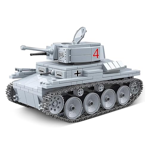 Technik Military Panzer Bausteine, 535 Teile Militär Deutscher LT-38 Panzer Konstruktionsspielzeug, WW2 Armee Klemmbausteine Tank Modellbausatz, Kompatibel mit Mainstream Marken (535 PCS) von Minxtech