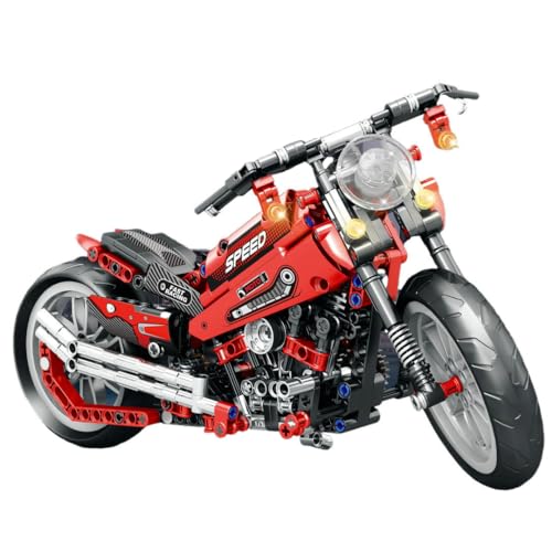 Technik Motorrad Bausteine für Harley, 470 Teile Klemmbausteine Technik Supermotorrad, Technik Rennen Motorrad Konstruktionsspielzeug Kompatibel mit Mainstream Marken von Minxtech